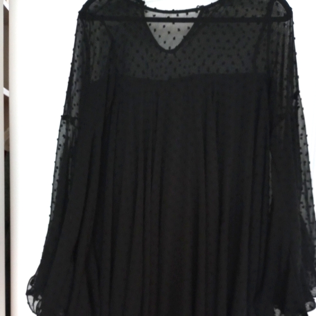 Boho Elegant Black Dress W/Trumpet Sleeves